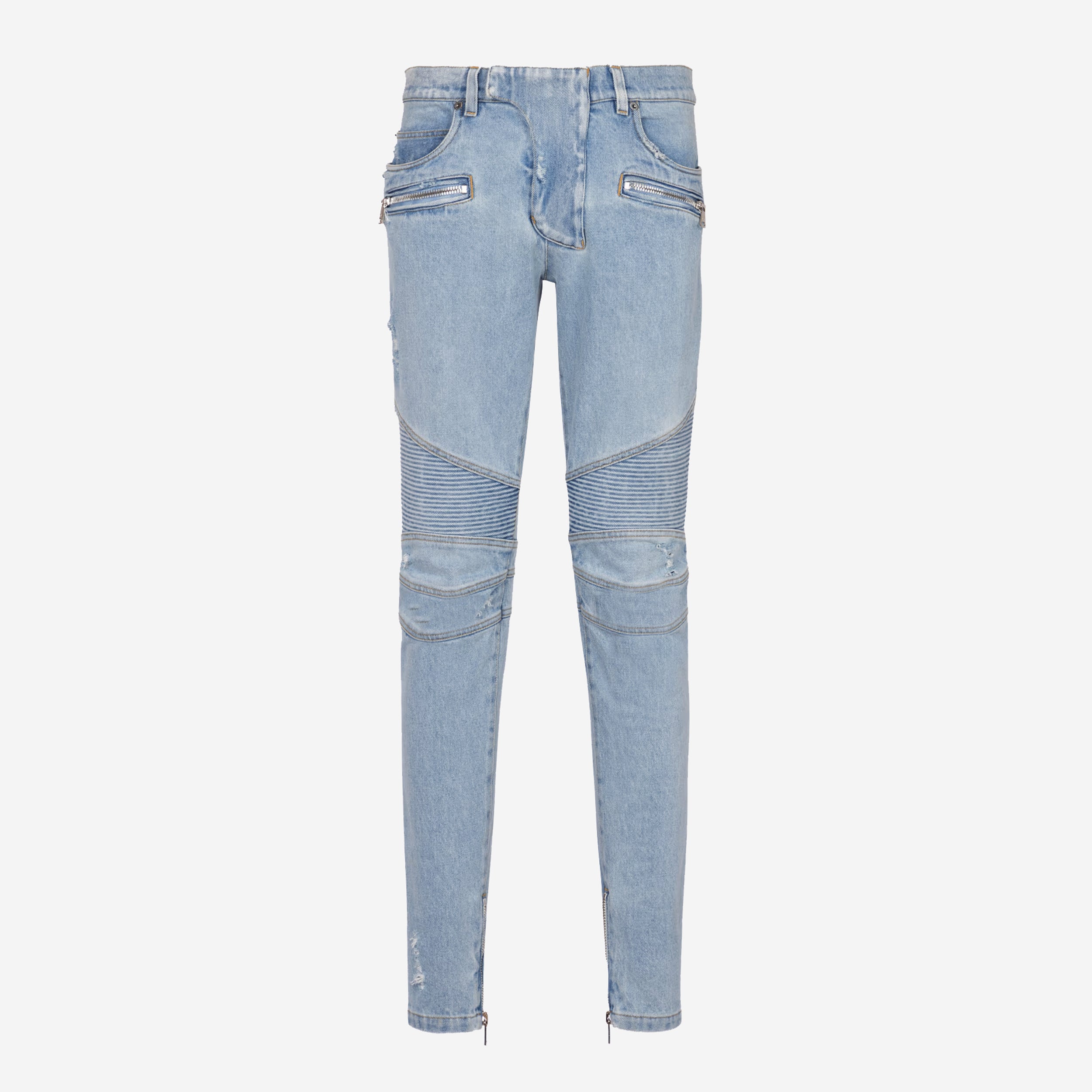 BALMAIN PARIS biker denim archive 【30】 Balmain Skinny Light Blue Denim Biker Jeans – ZAP