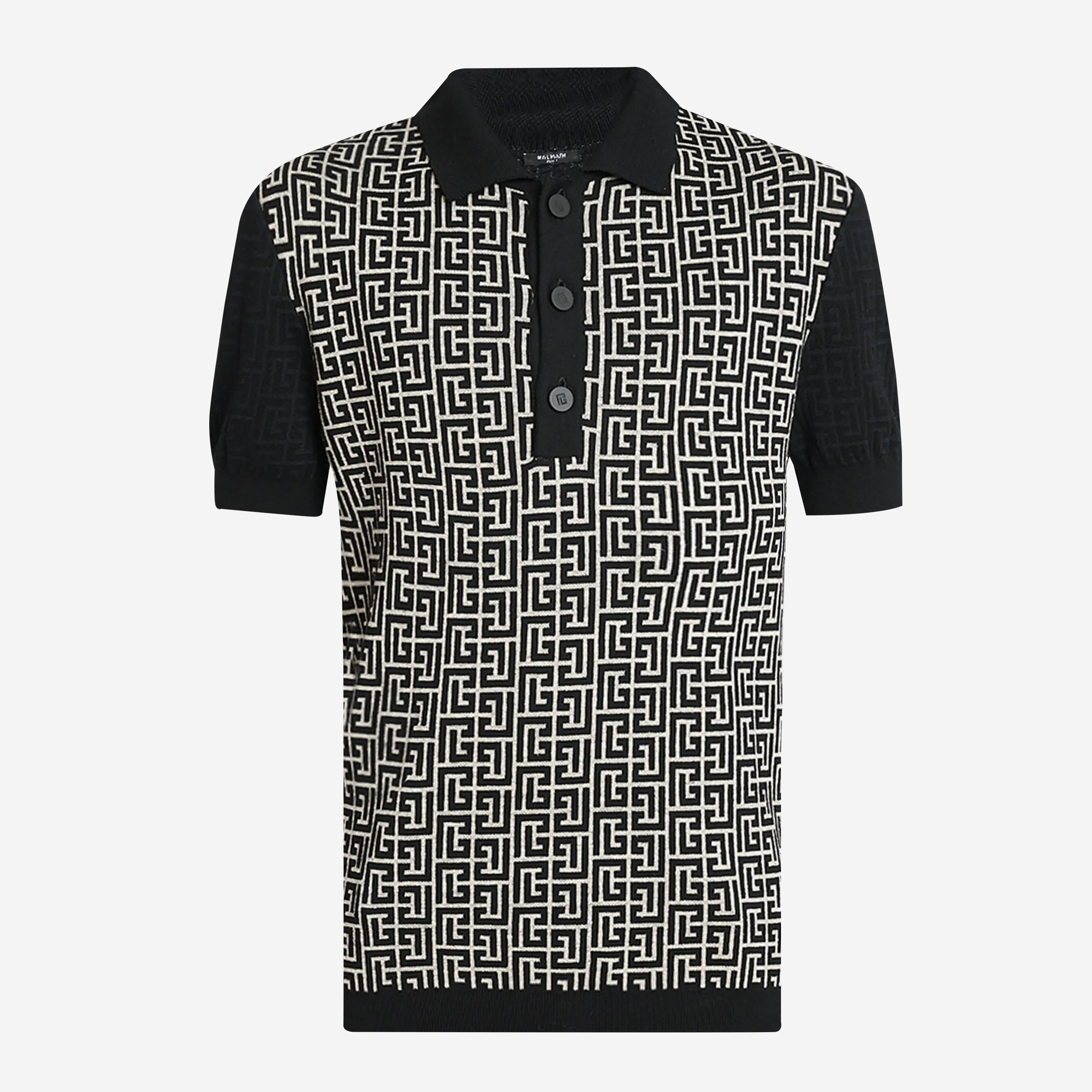 Balmain Block Monogram Knitwear Polo Balmain Block Monogram Knitwear Polo