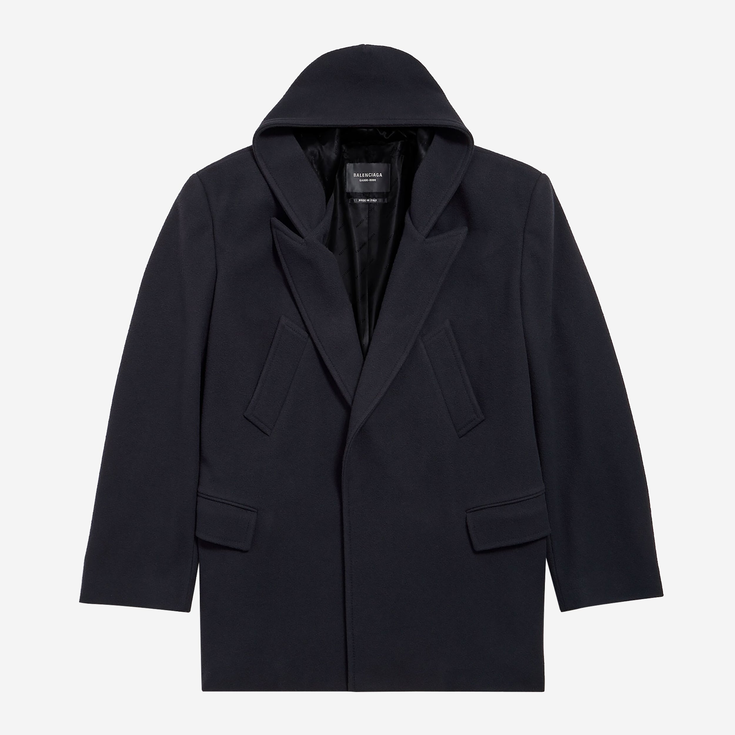 Balenciaga Brushed Wool Hooded Short Coat – ZAP