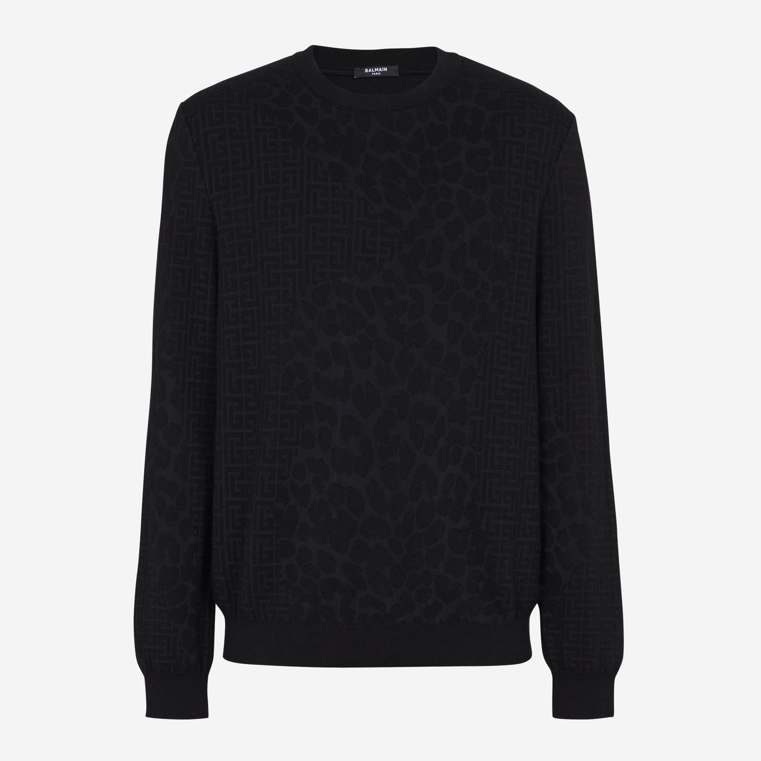 Balmain Monogram Knit And Leopard Pattern Jumper Balmain Monogram Knit And Leopard Pattern Jumper