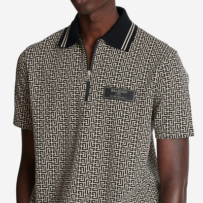 Balmain Monogram Zip Polo Shirt