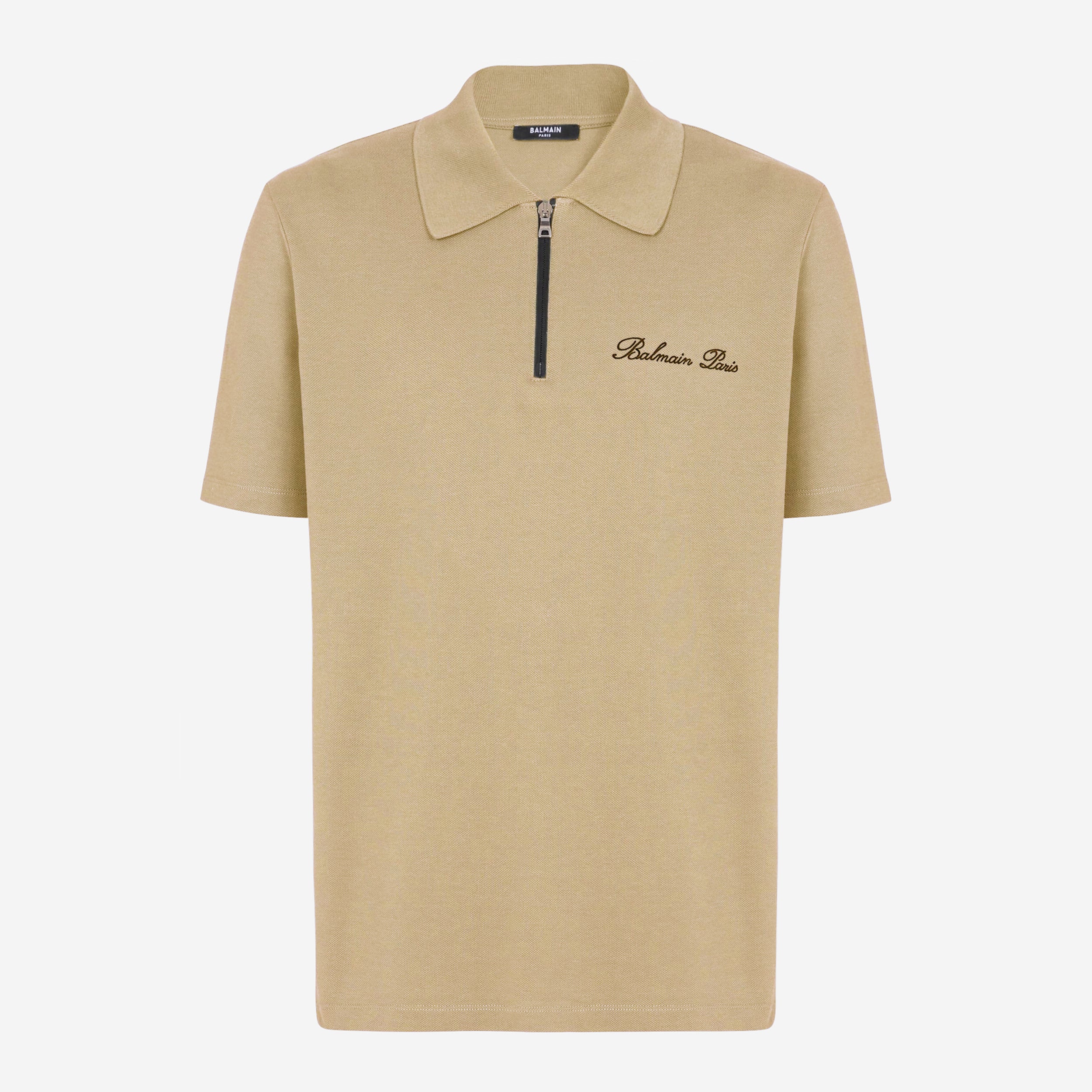 Balmain Embroidered Signature Zipped Polo Shirt Balmain Embroidered Signature Zipped Polo Shirt
