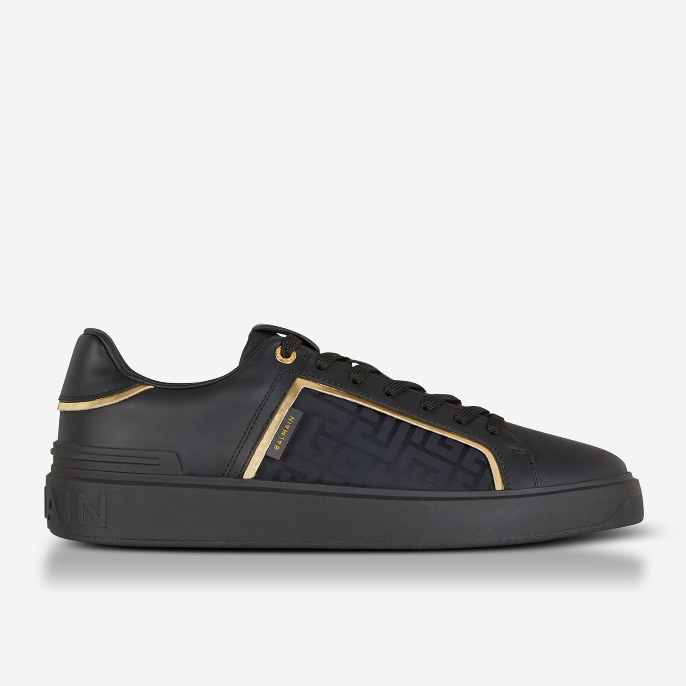 Balmain B-Court Monogrammed Nylon And Leather Sneakers