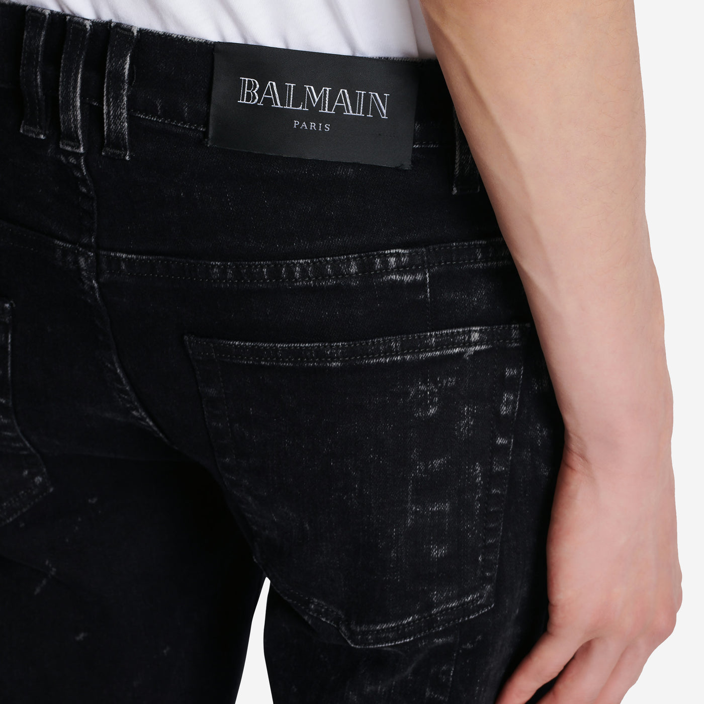 Balmain Ribbed Details Slim Fit Denim Jeans