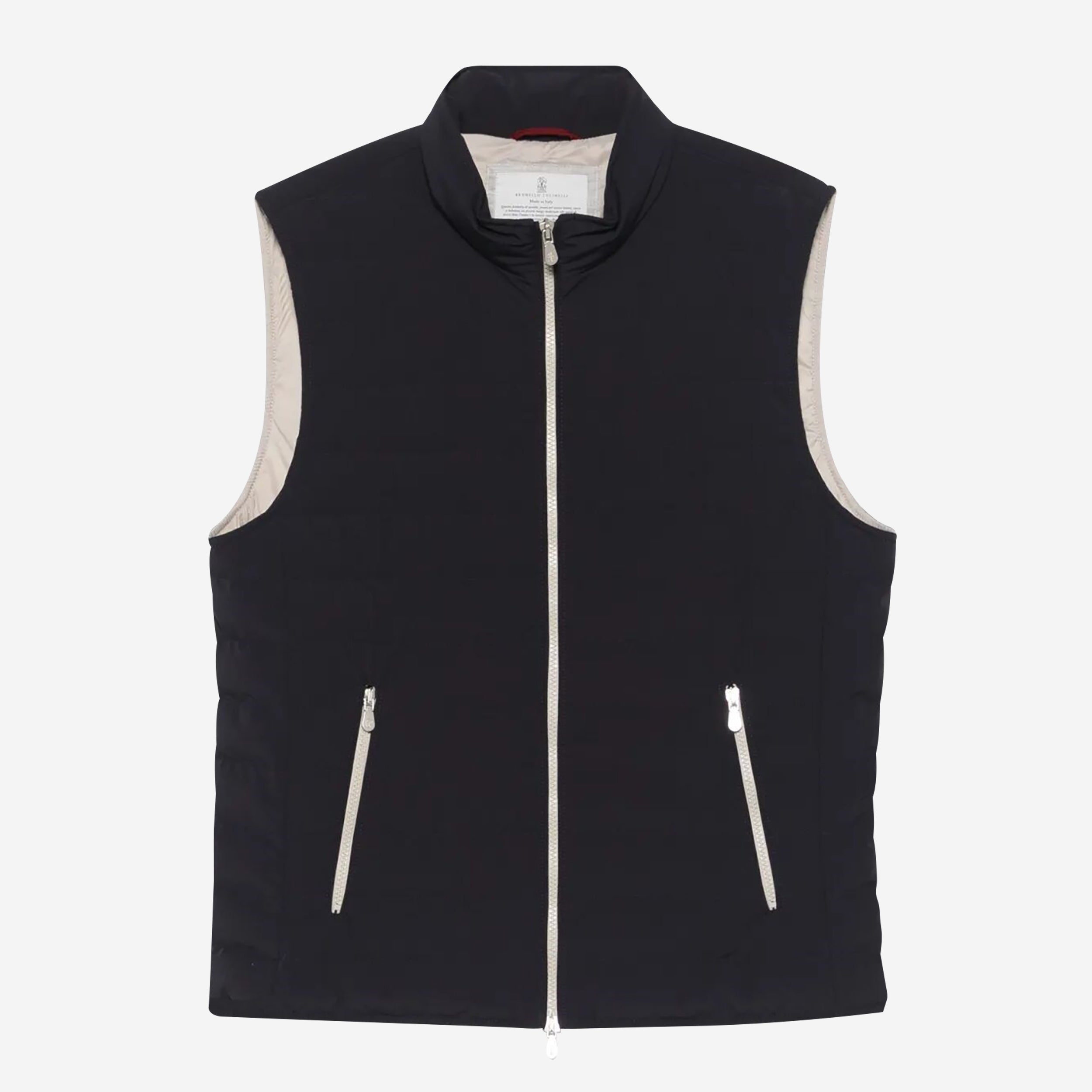 Brunello Cucinelli Bonded Taffeta Lightweight Down Gilet Brunello Cucinelli Bonded Taffeta Lightweight Down Gilet