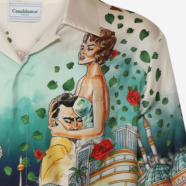 Casablanca La Liaison Cuban Collar Silk Shirt