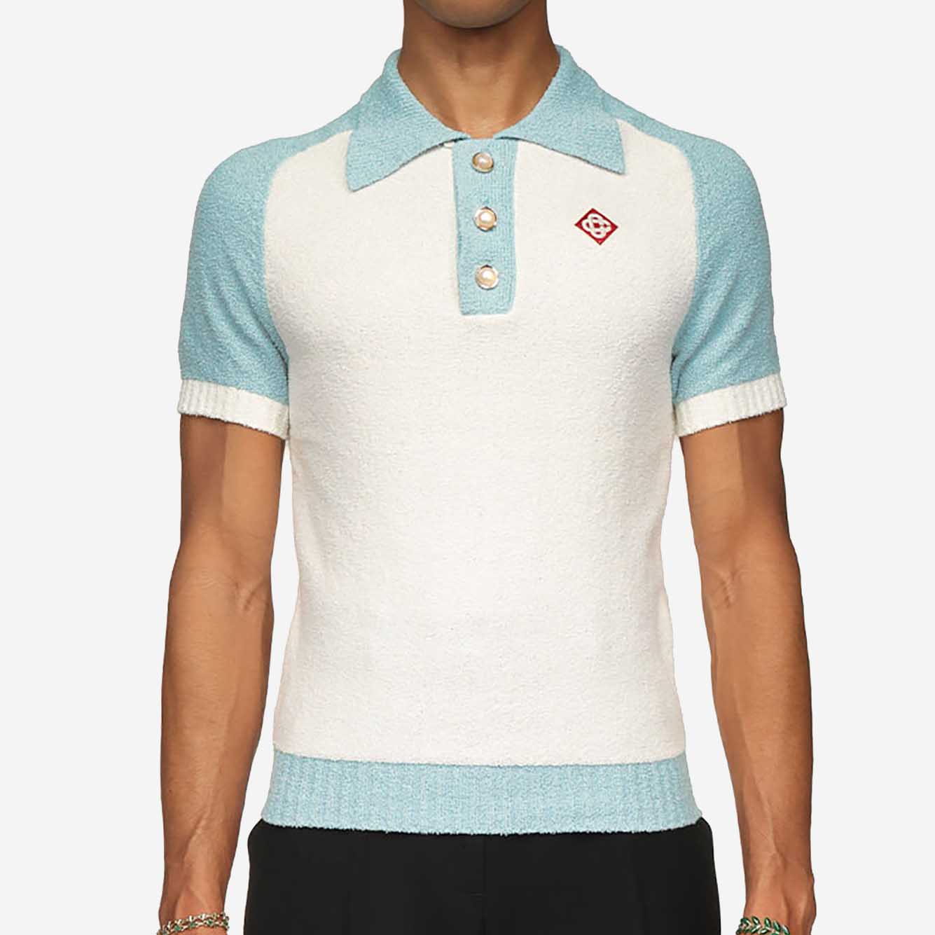 Casablanca Colour Block Boucle Polo Shirt