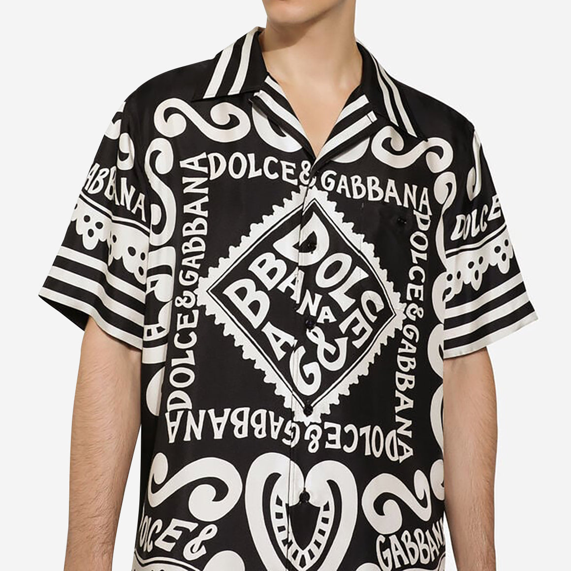 Dolce & Gabbana Marina Print Silk Hawaii Shirt
