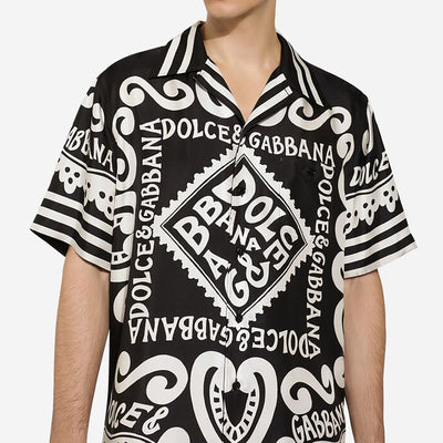 Dolce & Gabbana Marina Print Silk Hawaii Shirt