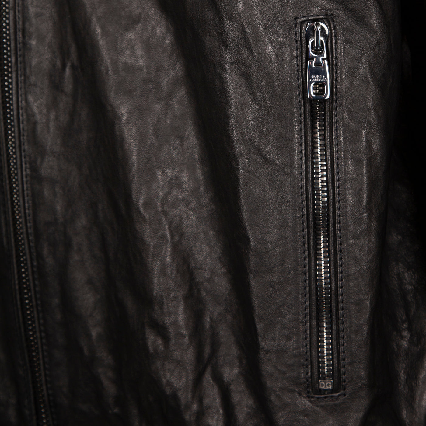 Dolce & Gabbana Plaque Leather Jacket