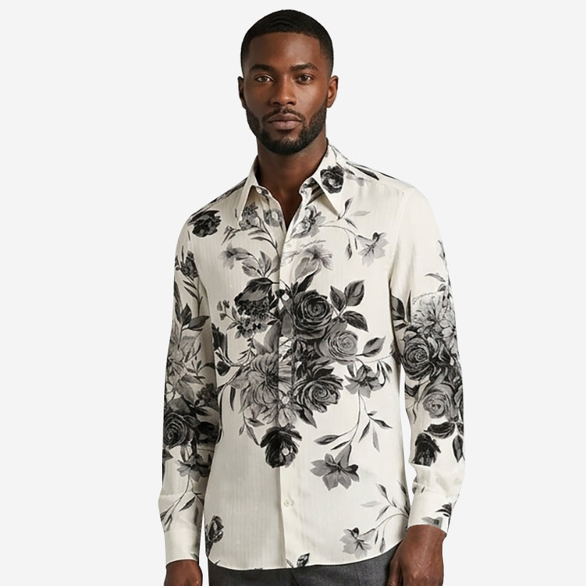 Dolce & Gabbana Flower Bouquet-Print Gold Jacquard Shirt – ZAP