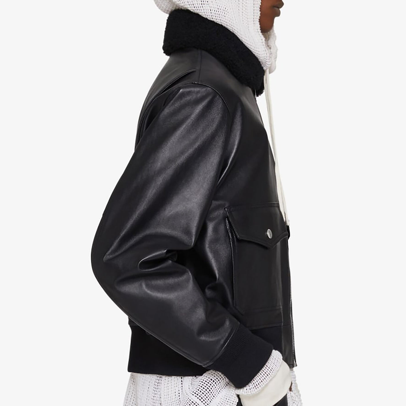 Givenchy Leather Shearling Collar Aviator Jacket