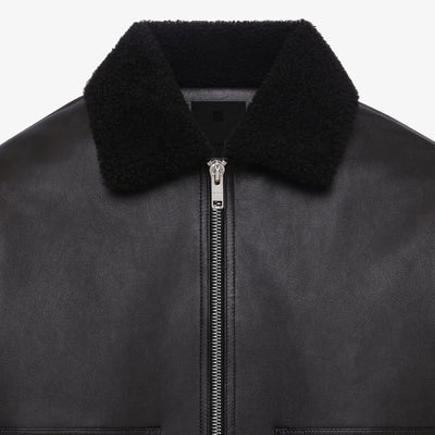 Givenchy Leather Shearling Collar Aviator Jacket
