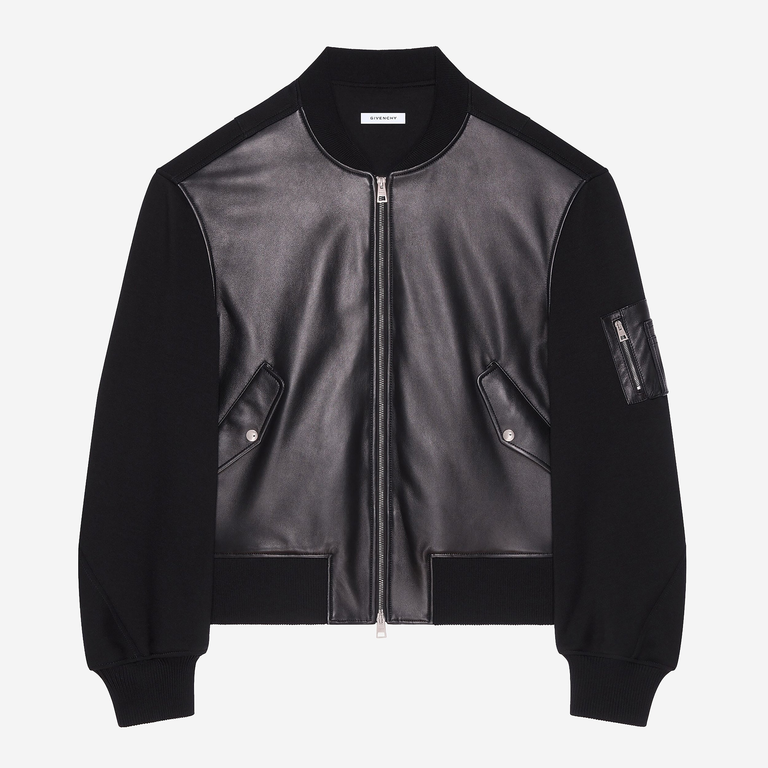 Givenchy Leather And Wool Cocoon Bomber Jacket Givenchy Leather And Wool Cocoon Bomber Jacket