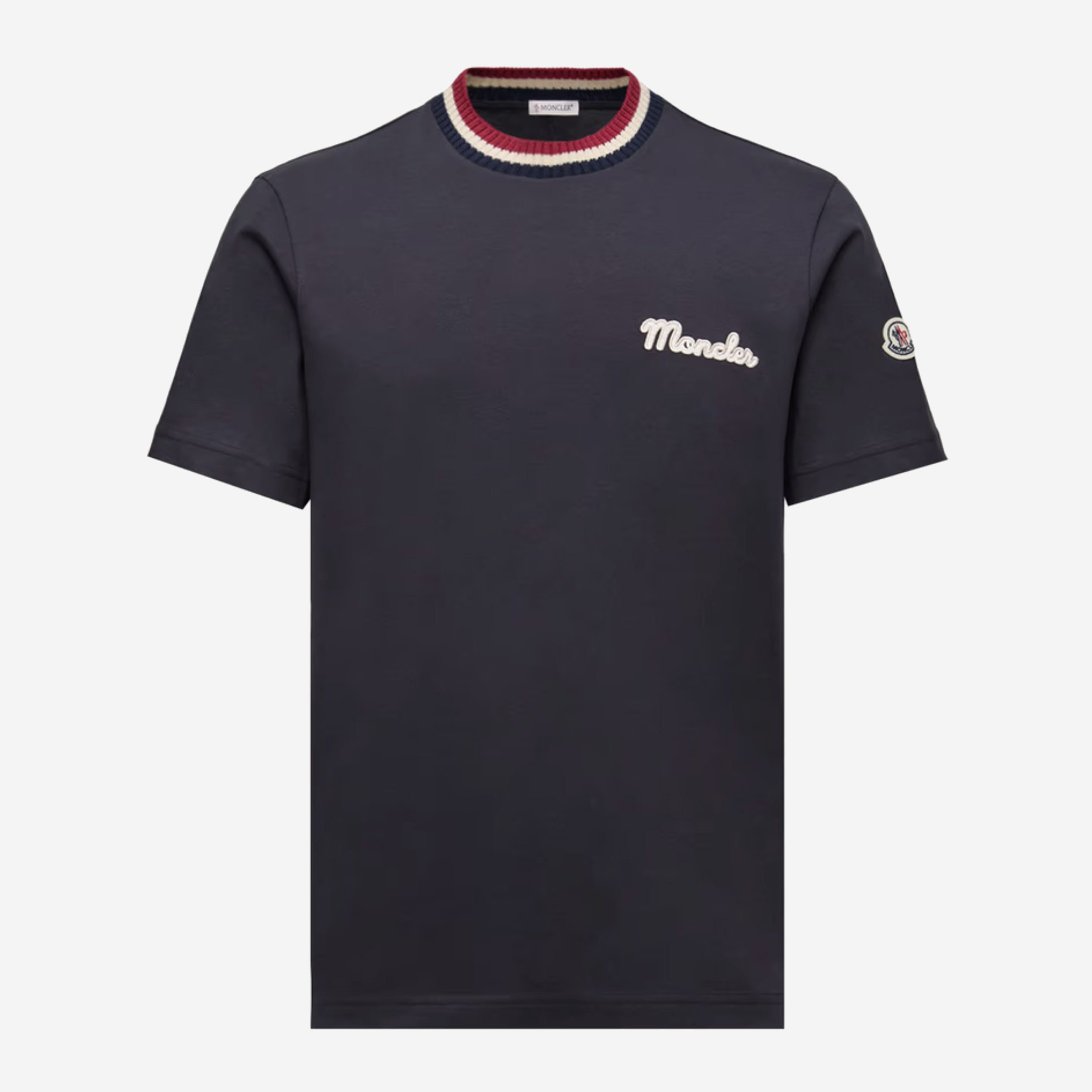 Moncler Striped Knit Trim T-Shirt Moncler Striped Knit Trim T-Shirt
