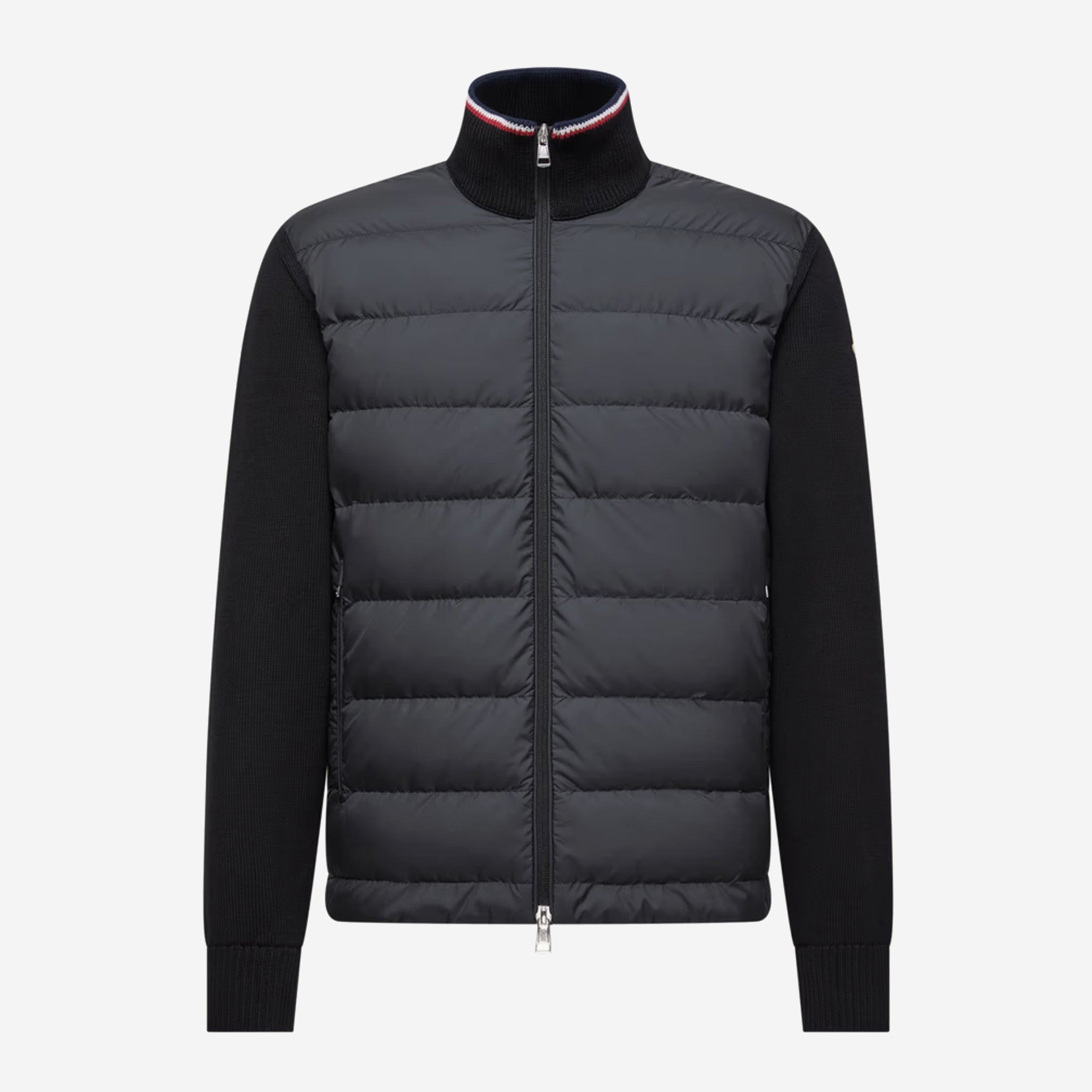 Moncler Padded Zip-Up Tricolour Trim Cardigan Moncler Padded Zip-Up Tricolour Trim Cardigan