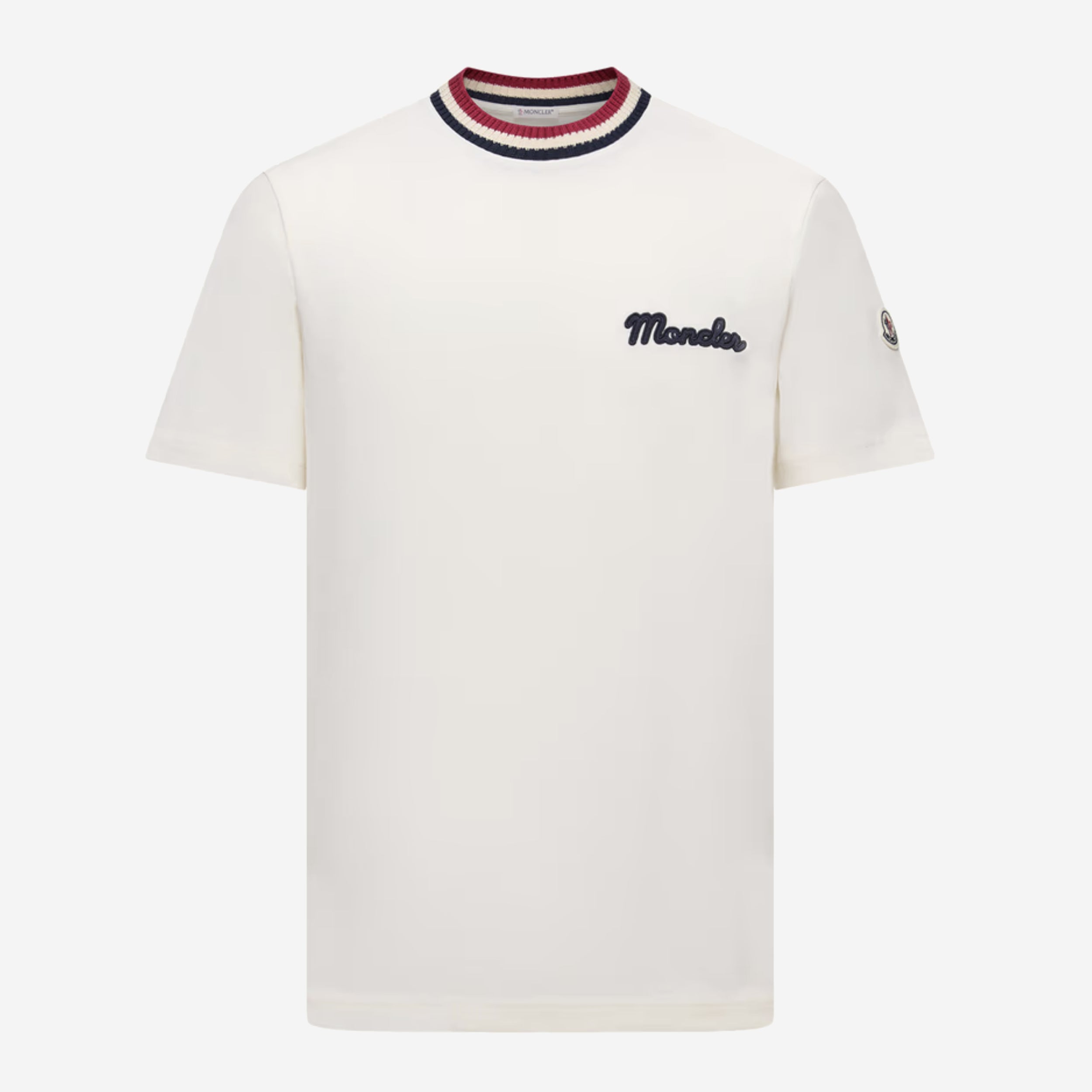 Moncler Striped Knit Trim T-Shirt Moncler Striped Knit Trim T-Shirt