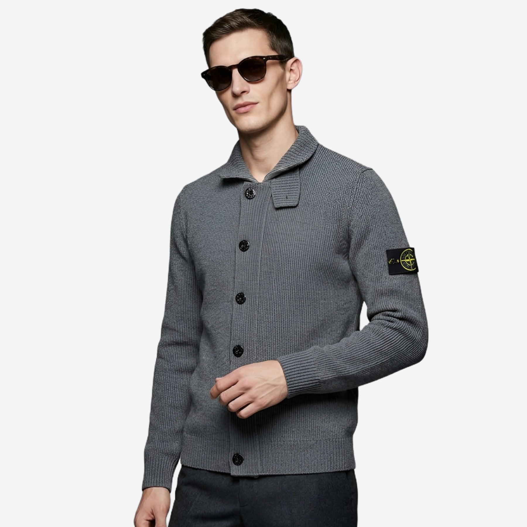 STONE  100%ウール 長袖シャツ XL グレー Stone Island 5100047 Lamb Wool Cardigan – ZAP