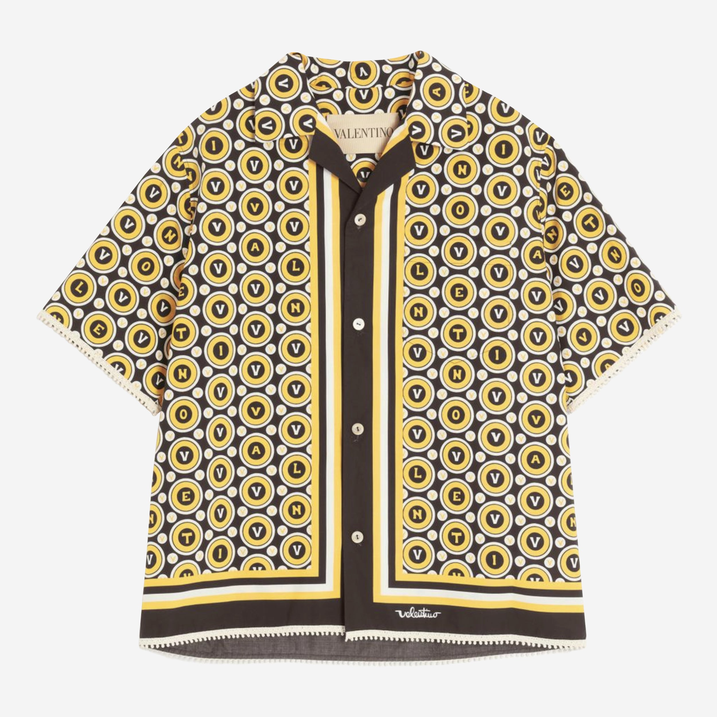 Valentino Garavani Bulles Royales Print Cotton Poplin Bowling Shirt Valentino Garavani Bulles Royales Print Cotton Poplin Bowling Shirt