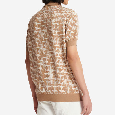 Balmain Monogrammed Knitted Polo Shirt