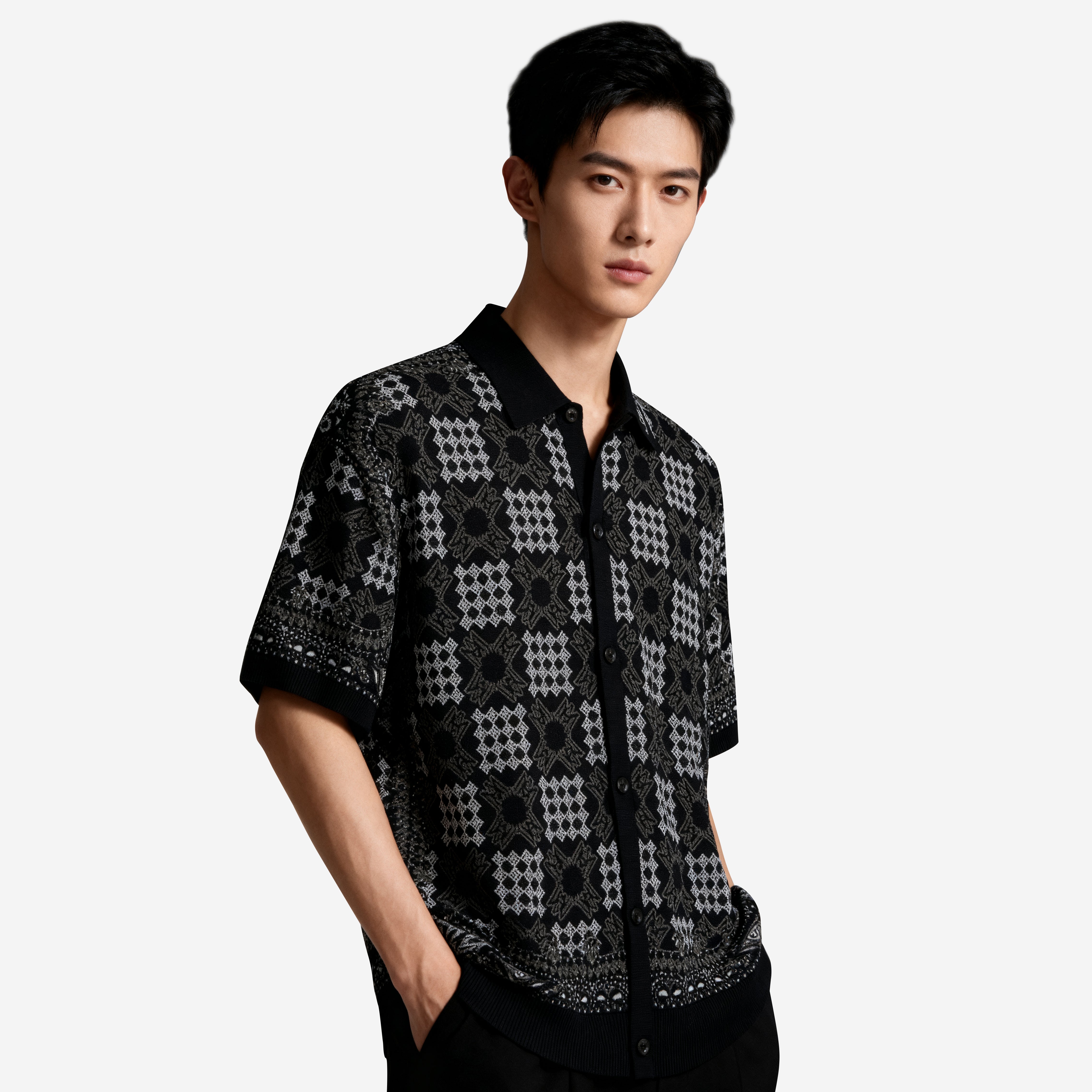 Amiri MA Quad Check Mesh Knit Shirt