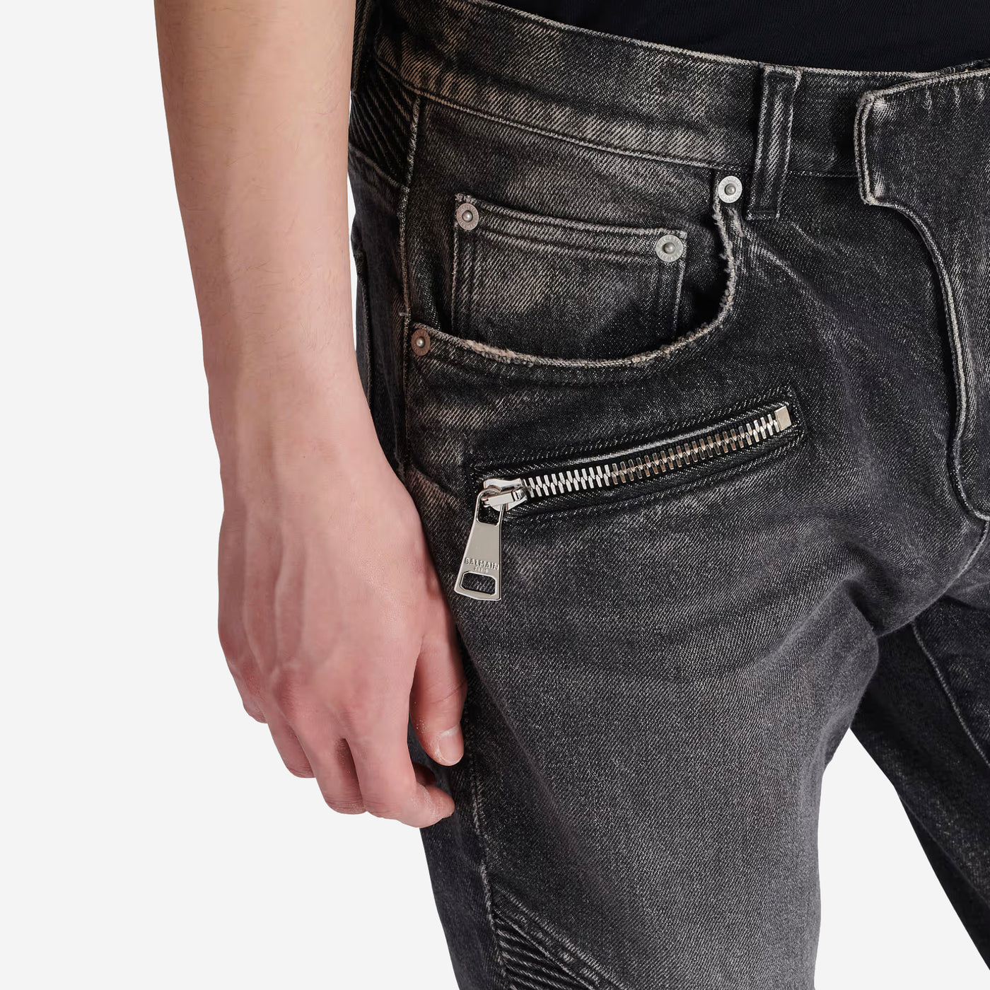 Balmain Slim Fit Denim Biker Jean