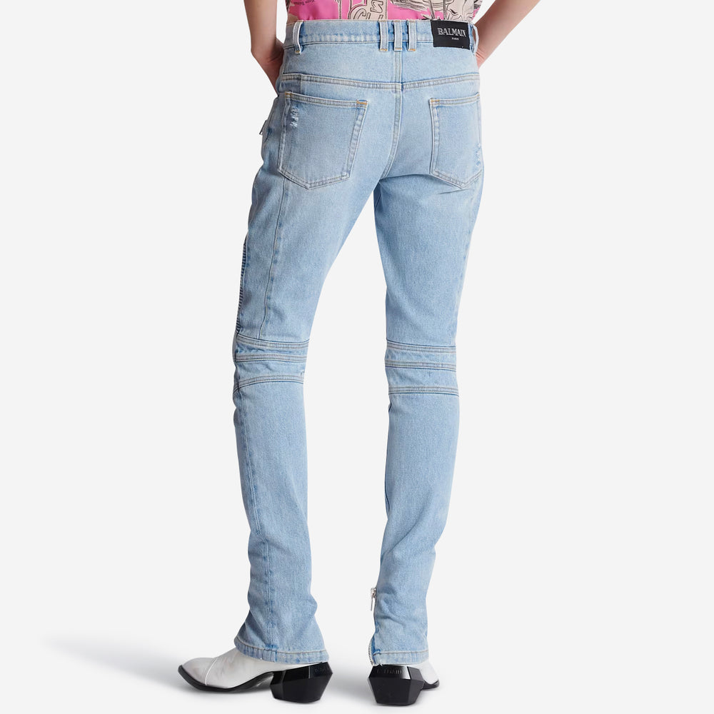 Balmain Skinny Light Blue Denim Biker Jeans – ZAP