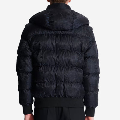 Balmain Cropped Monogram Jacquard Padded Jacket