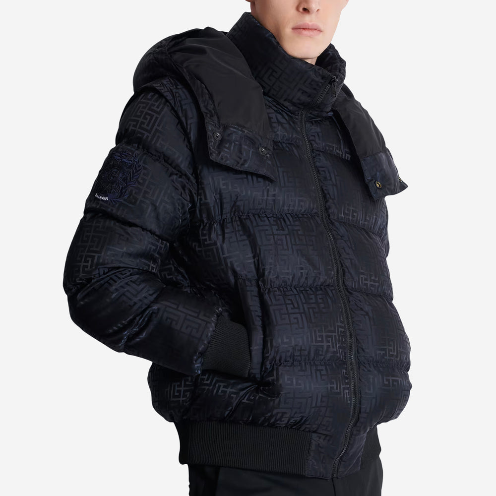 Balmain Cropped Monogram Jacquard Padded Jacket – ZAP