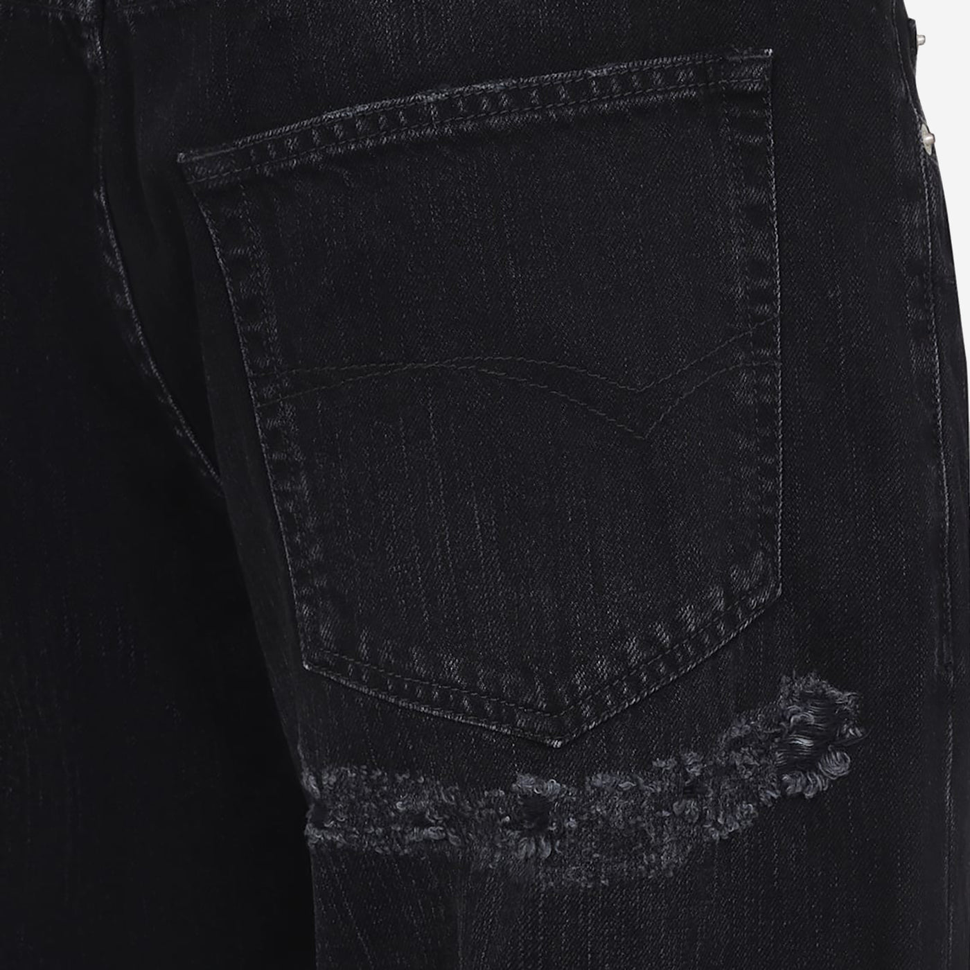 Balenciaga Distressed Black Cotton Jeans