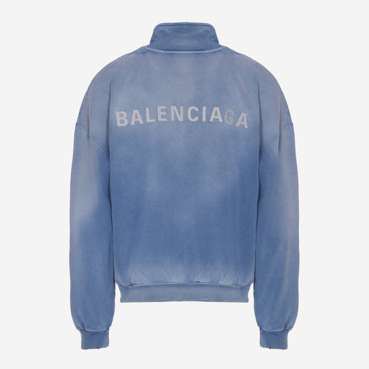 【BALENCIAGA】Washed Blue&Black☆コットン 長袖 ロゴ パーカー Balenciaga Faded Blue Logo Jacket – ZAP