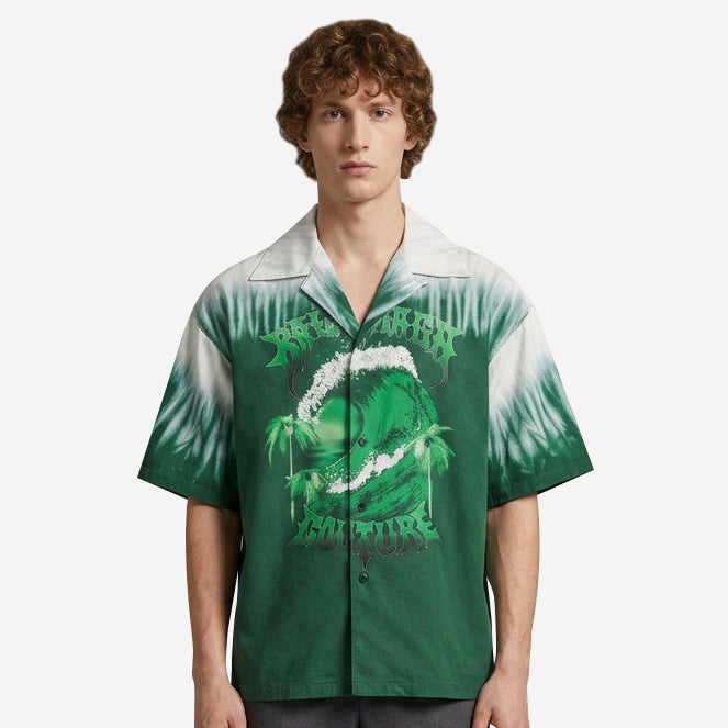 Balenciaga Extreme Tie Dye Bowling Short Sleeve Shirt
