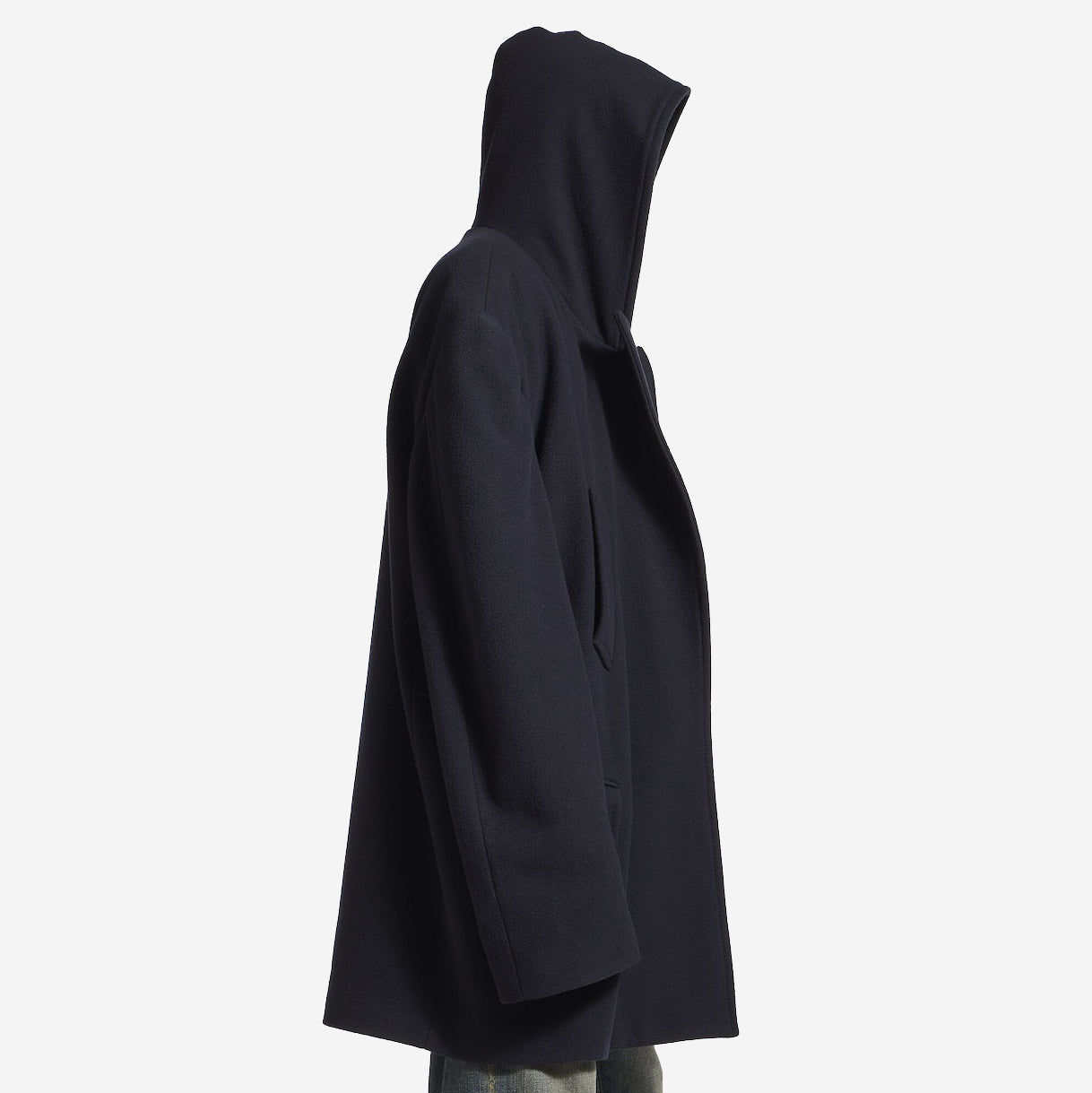 Balenciaga Brushed Wool Hooded Short Coat