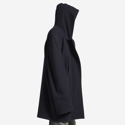 Balenciaga Brushed Wool Hooded Short Coat