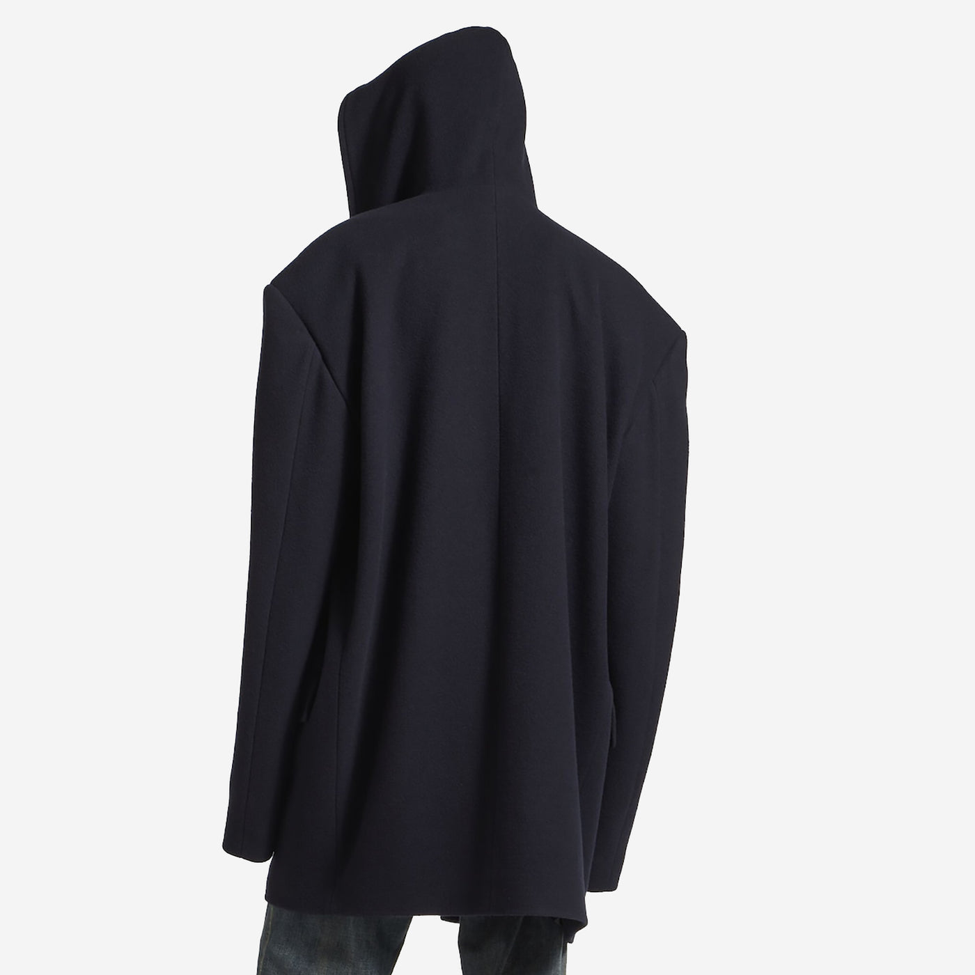 Balenciaga Brushed Wool Hooded Short Coat