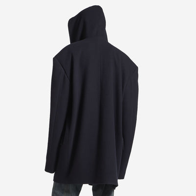 Balenciaga Brushed Wool Hooded Short Coat