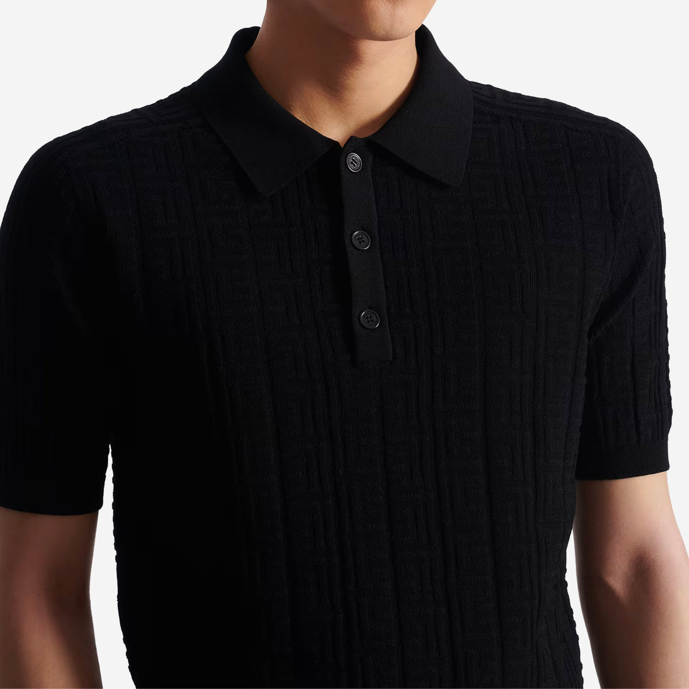 Balmain Monogram Knit Polo Shirt