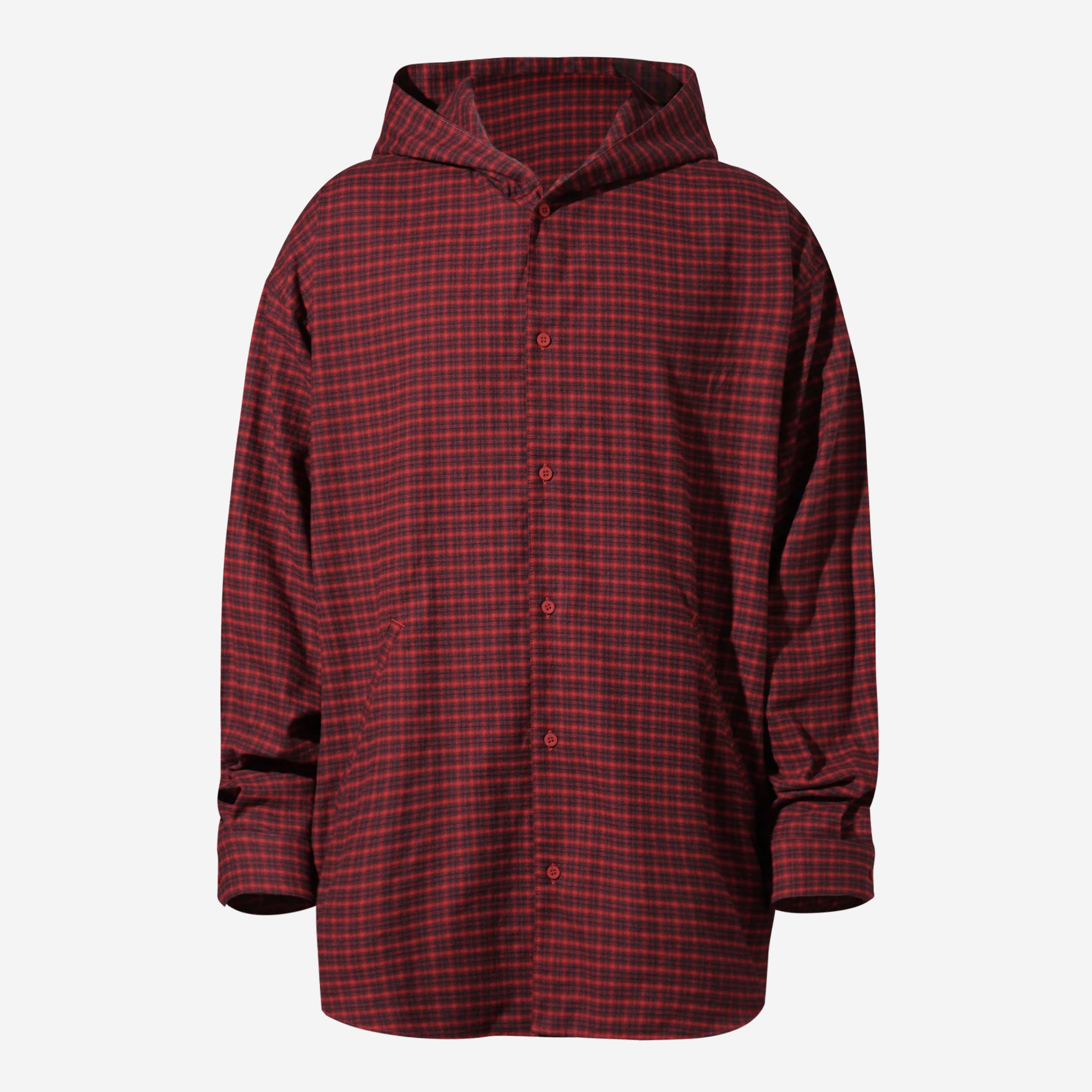 Balenciaga Light Check Flannel Hooded Pajama Shirt