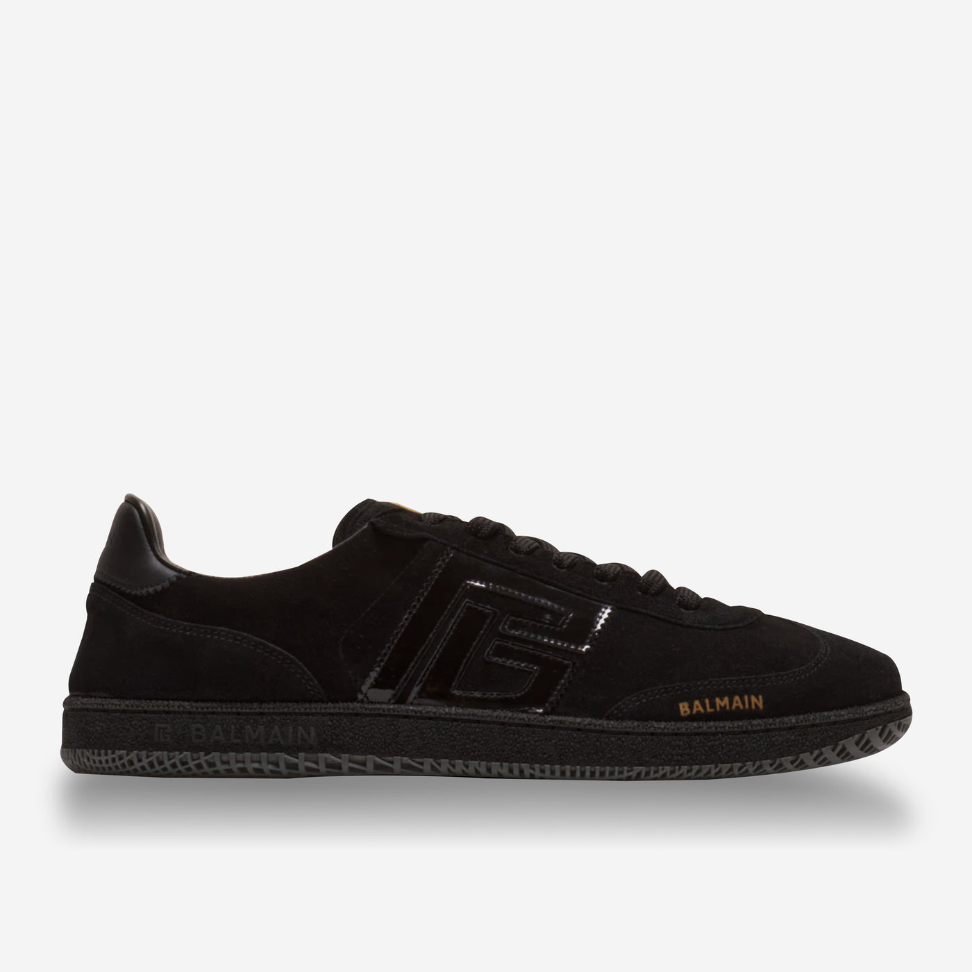 Balmain Swan Suede And Patent Leather Sneakers