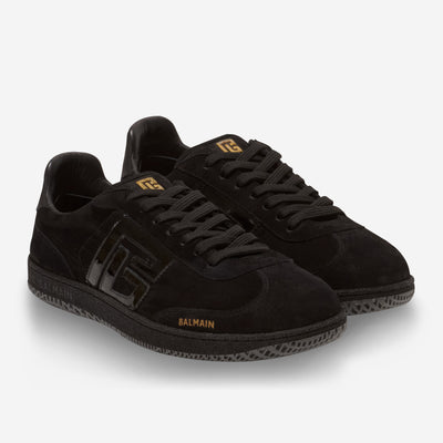 Balmain Swan Suede And Patent Leather Sneakers