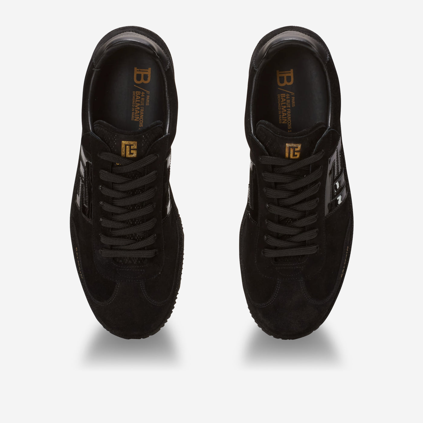Balmain Swan Suede And Patent Leather Sneakers