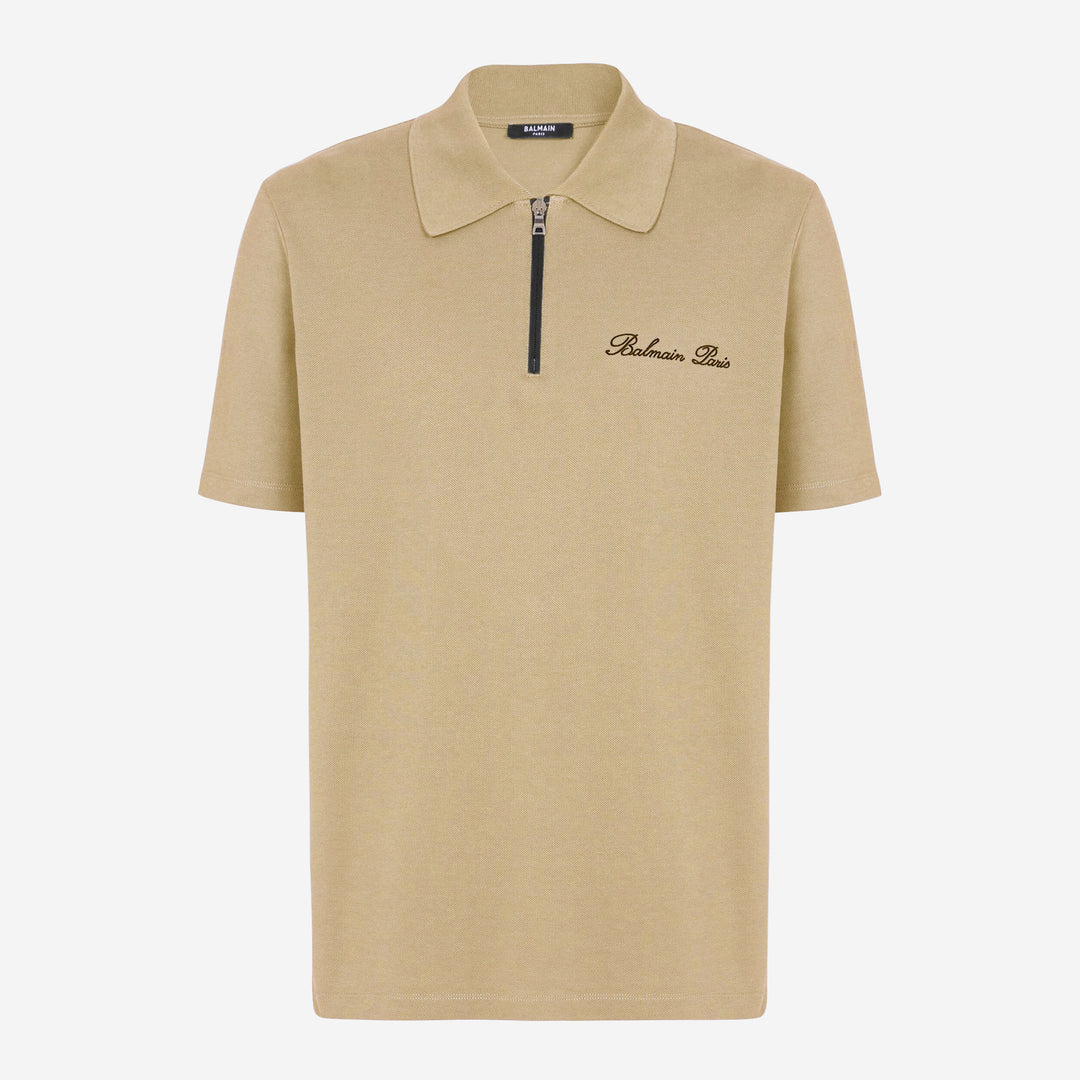 Balmain Embroidered Signature Zipped Polo Shirt – ZAP