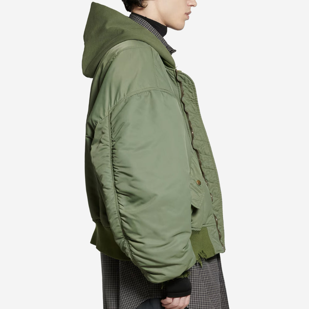 Balenciaga Dark Green Vegetable Dyed Bomber Jacket – ZAP