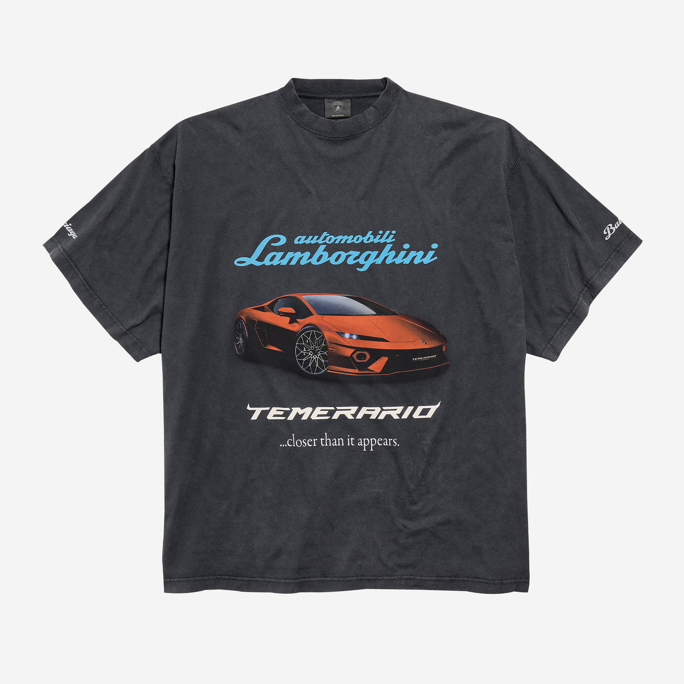 Balenciaga I Automobili Lamborghini Faded Black Oversized T-Shirt