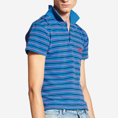 Balenciaga Laurel Classic Fitted Blue/Pink/Black Polo