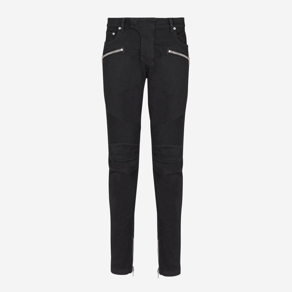 Balmain Slim-Fit Black Denim Biker Jeans – ZAP