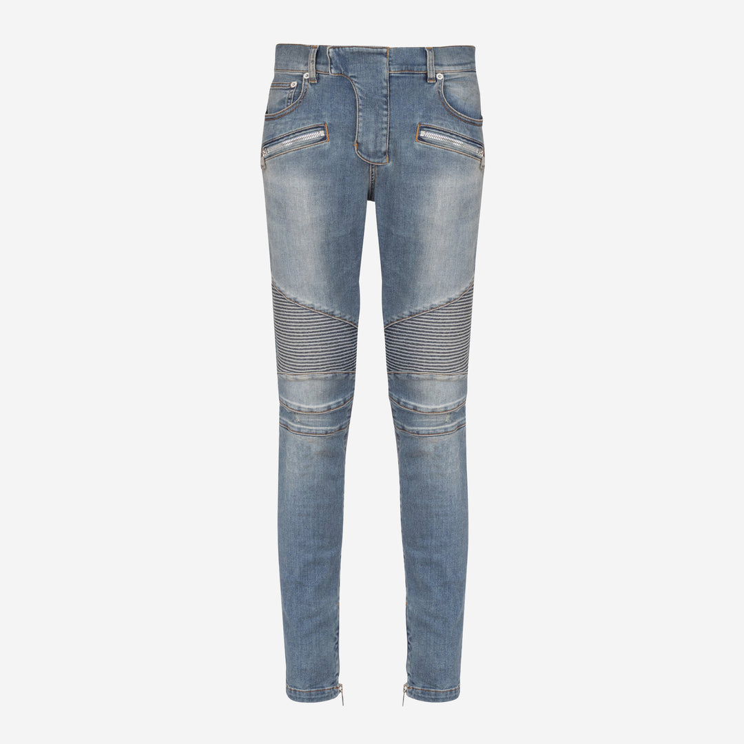 Balmain Slim-Fit Blue Denim Biker Jeans – ZAP