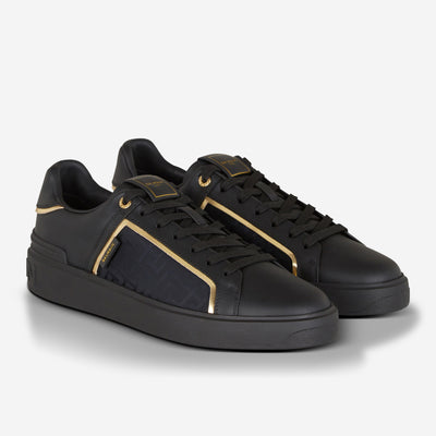 Balmain B-Court Monogrammed Nylon And Leather Sneakers