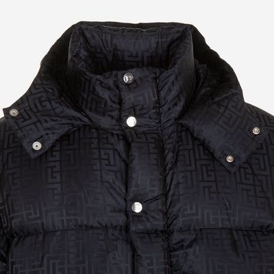 Balmain Monogrammed Jacquard Puffer Jacket