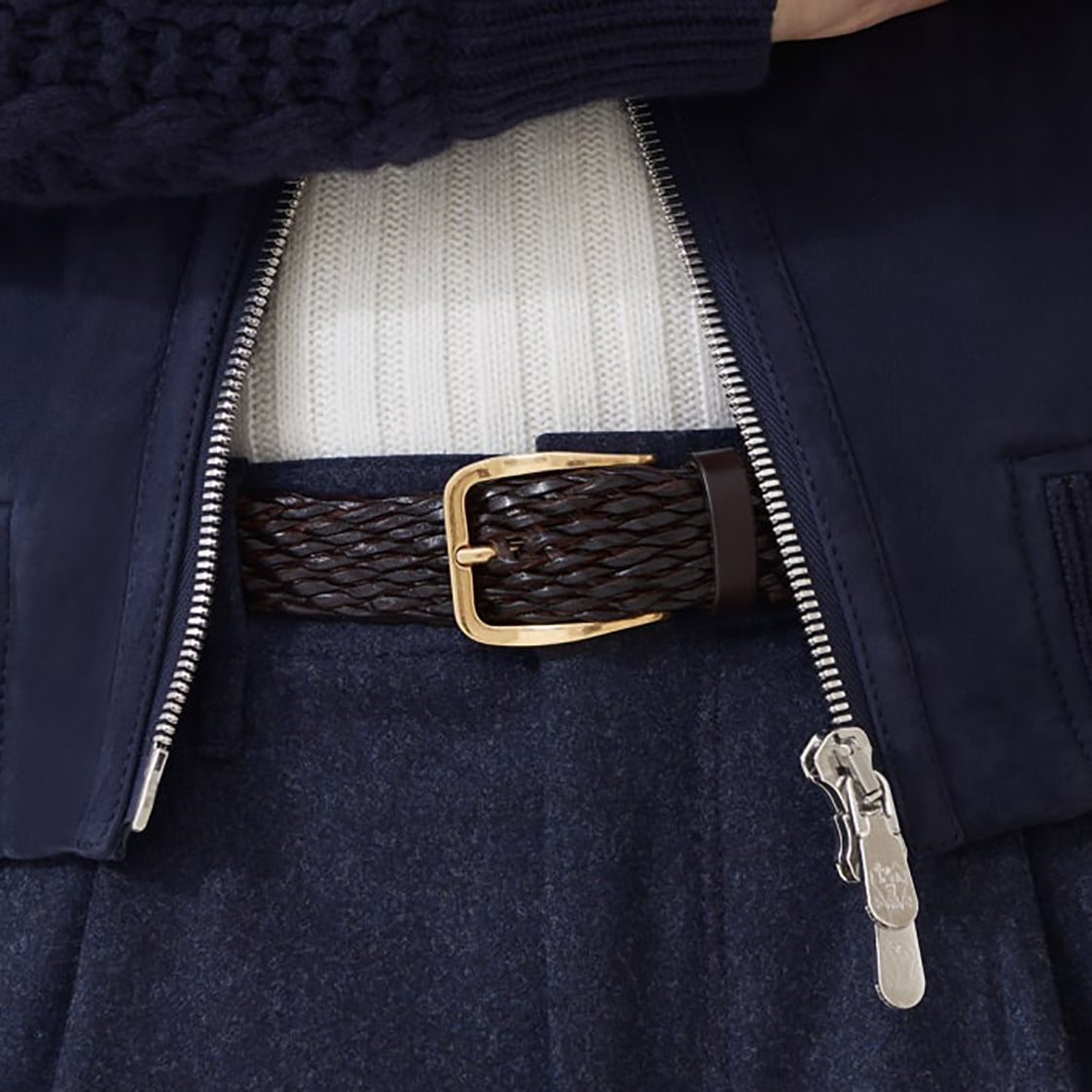 Brunello Cucinelli Braided Calfskin Belt
